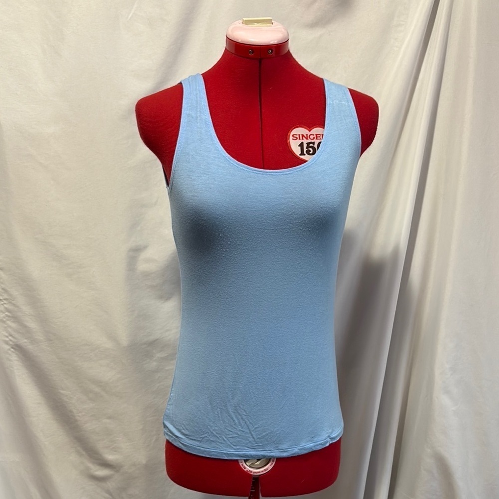 Alison Sheri Fitted Blue Tank Top with Scoop Neckline MM97